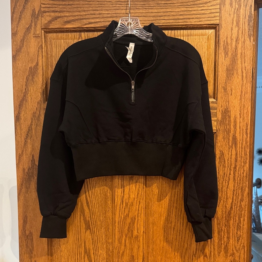 Black Quarter-Zip Women's Sweatshirt